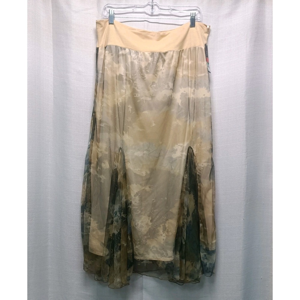 Mix Nouveau New York Women's L Skirt NWT CottageCore Beige Olive Camo India Long